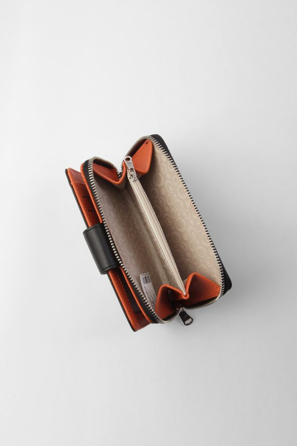 CENGİZ PAKEL Kadın Orta Boy Cüzdan 65256M Siyah-Kiremit - 5