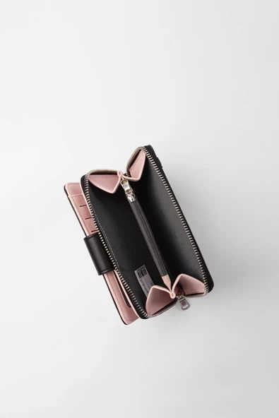 CENGİZ PAKEL Kadın Orta Boy Cüzdan 65256M Siyah-Pudra Pembe - 3
