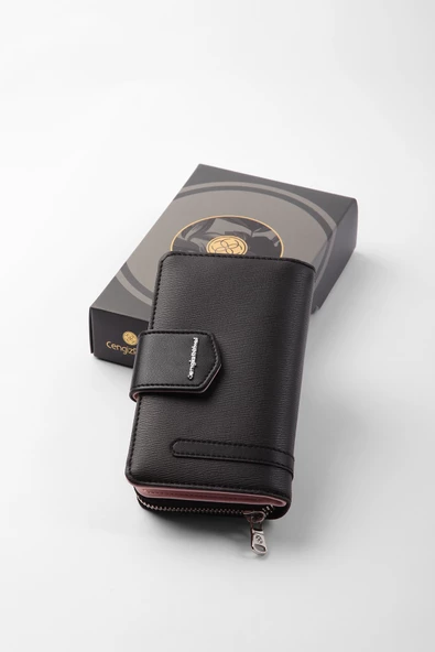 CENGİZ PAKEL Kadın Orta Boy Cüzdan 65256M Siyah-Pudra Pembe - 4