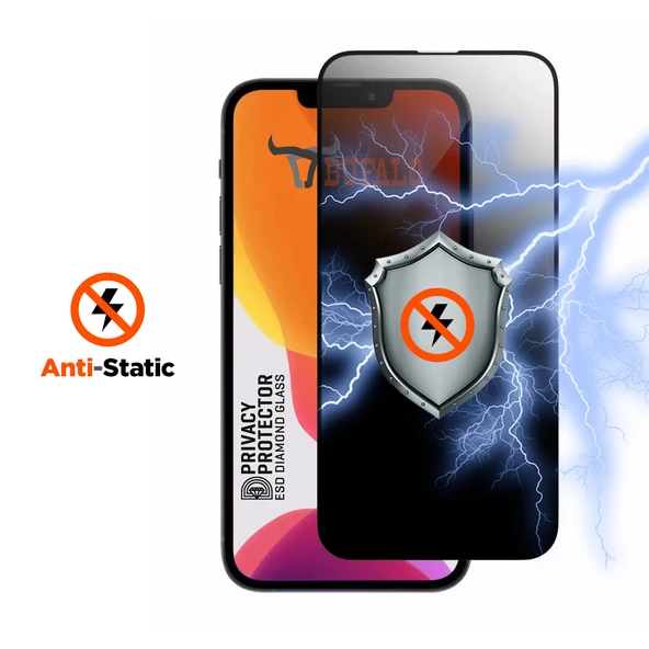 Bufalo iPhone 14 Pro Max ESD Anti Static Hayalet Privacy Cam Ekran Koruyucu - 4