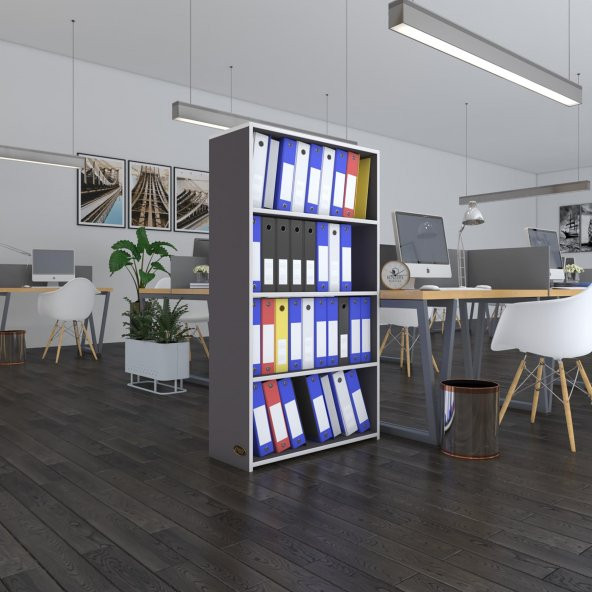 Kenzlife klasörlük raflı erlinay gri 140*80*30 kitaplık ofis arkalıksız ürün görseli 1
