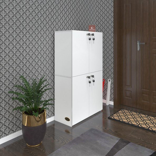 Kenzlife ayakkabılık ayakkabı dolabı kilitli gutan byz 120*70*32 kapaklı ofis dolabı iki bölme - 2