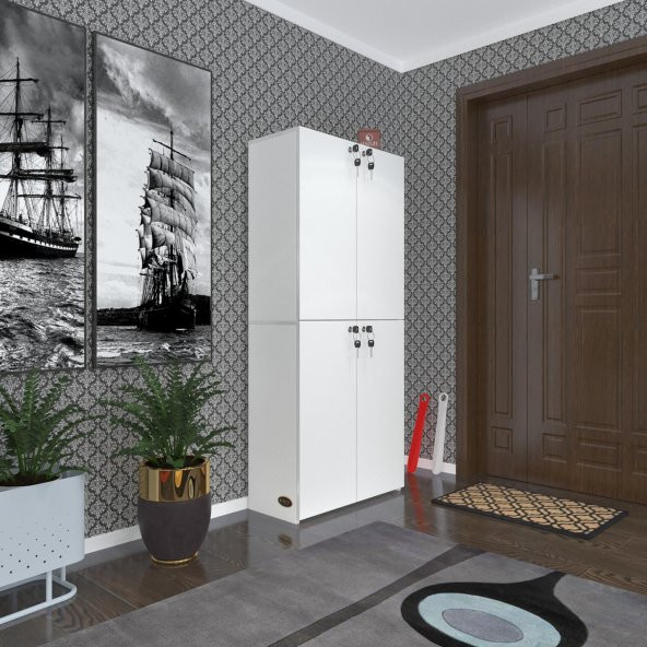 Kenzlife ayakkabılık ayakkabı dolabı kilitli gutan byz 160*70*32 kapaklı ofis dolabı iki bölme - 2