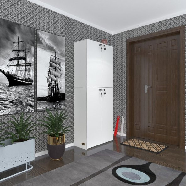 Kenzlife ayakkabılık ayakkabı dolabı kilitli gutan byz 180X70X32 kapaklı ofis dolabı iki bölme - 2