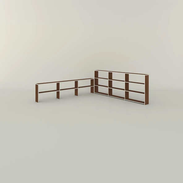 Kenzlife kitaplık süper ga 150*240*19 cvz 5 katlı 3 bölme çift bölme opsiyonlu ofis mutfak banyo dolabı arkalıksız - Resim 3