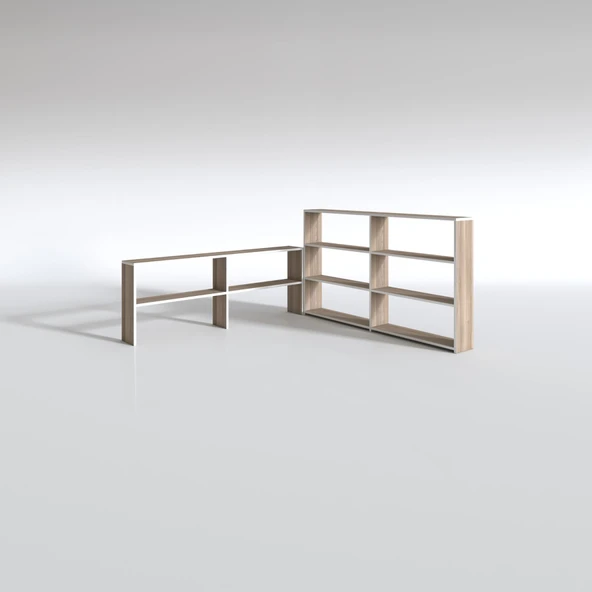 Kenzlife kitaplık süper ga 150*160*19 crd 5 katlı 2 bölme çift bölme opsiyonlu ofis mutfak banyo dolabı arkalıksız - Resim 3