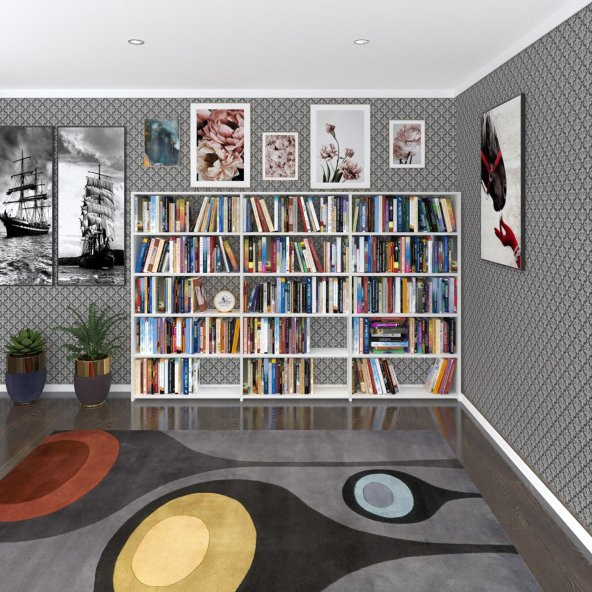 Kenzlife kitaplık süper ga 150*240*19 byz 5 katlı 3 bölme çift bölme opsiyonlu ofis mutfak banyo dolabı arkalıksız - 2