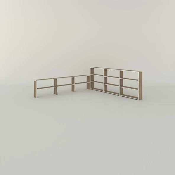 Kenzlife kitaplık süper ga 150*240*19 crd 5 katlı 3 bölme çift bölme opsiyonlu ofis mutfak banyo dolabı arkalıksız - Resim 3