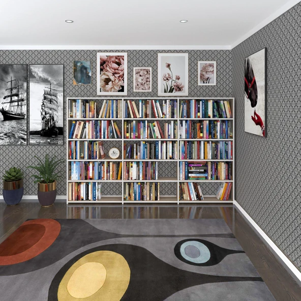 Kenzlife kitaplık süper ga 150*240*19 crd 5 katlı 3 bölme çift bölme opsiyonlu ofis mutfak banyo dolabı arkalıksız - Resim 2