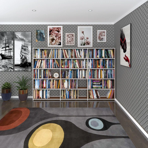 Kenzlife kitaplık süper ga 150*240*19 cvz 5 katlı 3 bölme çift bölme opsiyonlu ofis mutfak banyo dolabı arkalıksız - Resim 2