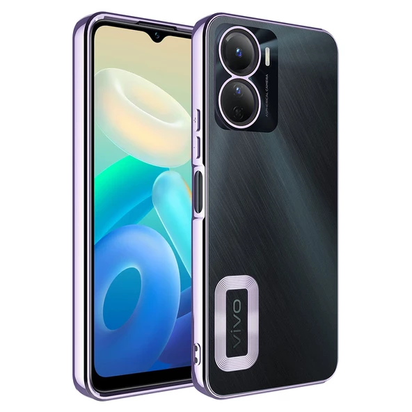 Vivo Y16 Kılıf Kamera Korumalı Logo Gösteren Zore Omega Kapak  Lila