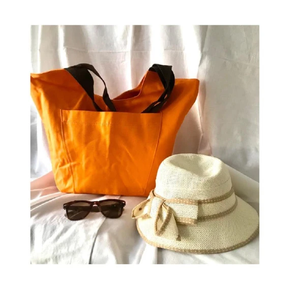 Elidor Turuncu 05 Çift Cepli Plaj Çantası 34cmx41cm - 3