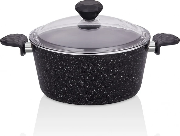 Taç Stone 7 Prç Granit Tencere Seti Siyah - Resim 3