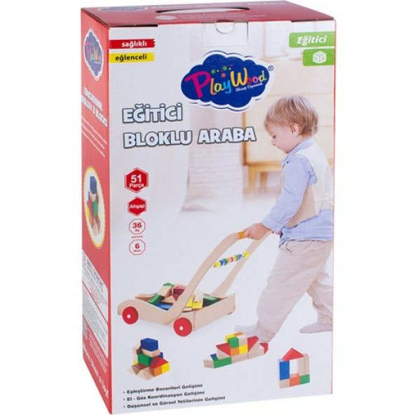 Pw Kutuda Ahşap Eğitici Bloklu Araba Ony-373