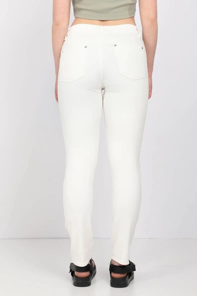 Kadın Ekru Slim Fit Jean Pantolon - 3