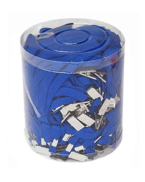 Kraf Kart Askı İpi Metal Klips Mavi 50li