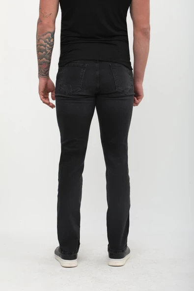 Erkek Yırtık Detaylı Jean Pantolon Siyah - 8