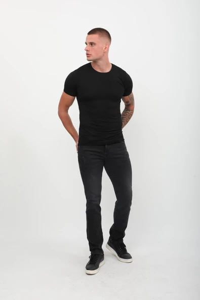 Erkek Yırtık Detaylı Jean Pantolon Siyah - 3