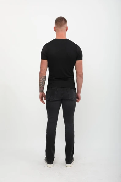 Erkek Yırtık Detaylı Jean Pantolon Siyah - 6