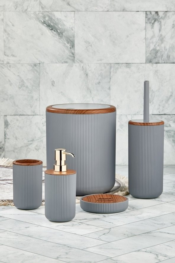 Cooker 5 Parça Woody Banyo Seti-Gri
