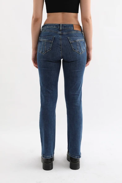 Kadın Likralı Jean Pantolon Mavi - 10