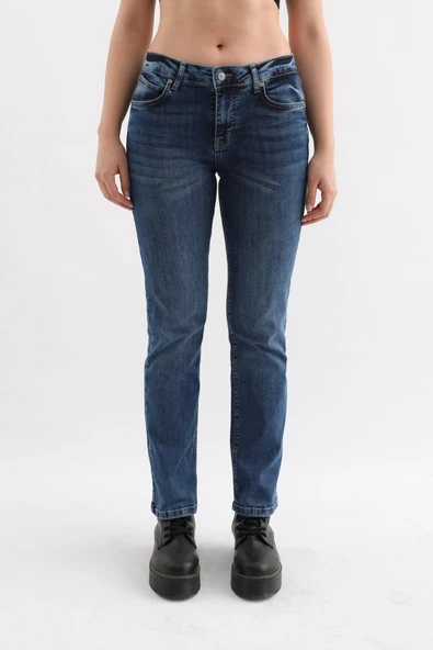 Kadın Likralı Jean Pantolon Mavi - 9