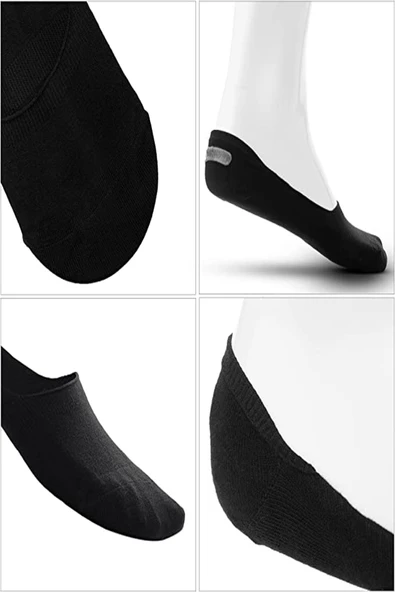 12li Erkek Bambu Silikonlu Babet Çorap Kaydırmaz Bantlı Ekonomik - 4