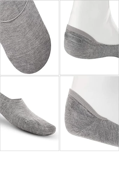 12li Erkek Bambu Silikonlu Babet Çorap Kaydırmaz Bantlı Ekonomik - 6