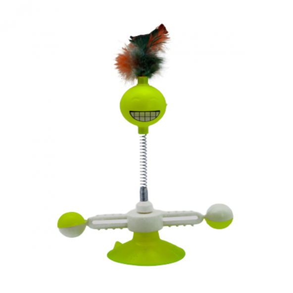 TİNEKE VANTUZLU  DÖNER HACI YATMAZLI KEDİ OYUNCAĞI 1 ADET  LİMON SARI - 3