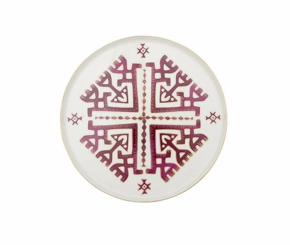 Porland Arabesque Serisi 6Lı 18cm Düz Pasta Tabak Takımı Karma Desen - 3