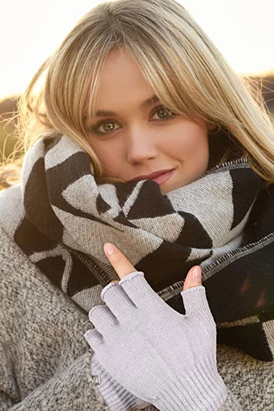 Erkek Kadın Kışlık Triko Parmaksız Eldiven Kesik - 3