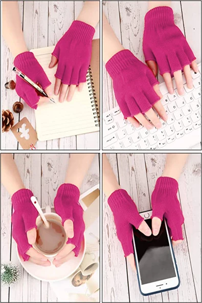 Erkek Kadın Kışlık Triko Parmaksız Eldiven Kesik - 12