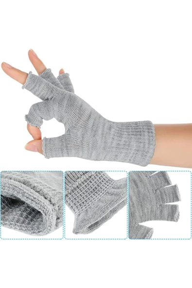 Erkek Kadın Kışlık Triko Parmaksız Eldiven Kesik - 8