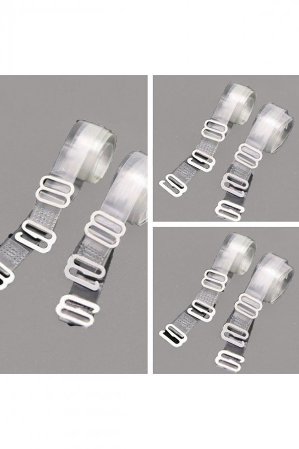 3lü Kadın Şeffaf Sütyen Askısı Metal Uçlu Dayanıklı Askı - 2