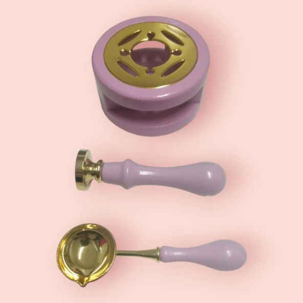 Davetiye Mum Mühürü Uygulama Seti Leylak Renk 811 Gül Desen - Resim 9