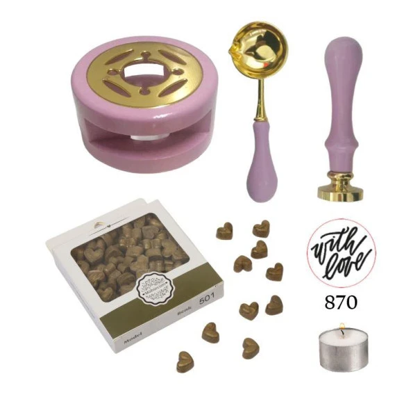 Davetiye Mum Mühürü Uygulama Seti Leylak Renk 870 With Love ürün görseli