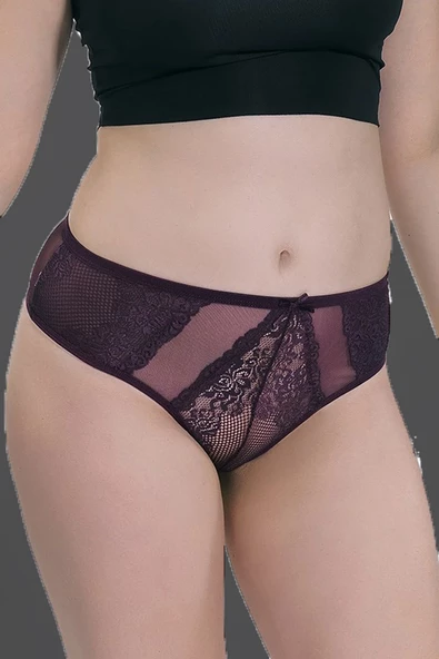 Kadın Büyük Beden Tanga Dantel Detaylı Transparan String Külot - 12