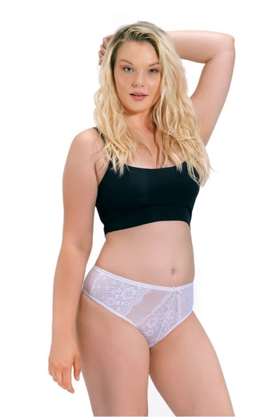 Kadın Büyük Beden Tanga Dantel Detaylı Transparan String Külot - 2