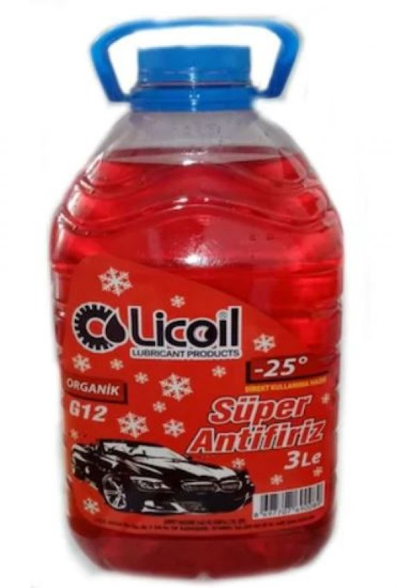 Licoil organik G12 Kırmızı Antifriz 3Kg (-25 Derece)PET AMBALAJ