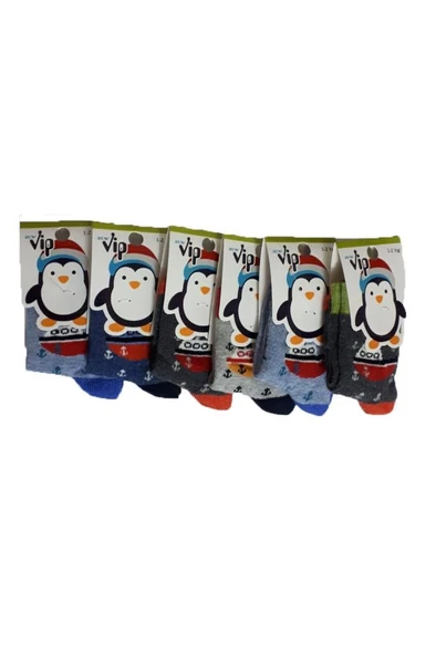 Erkek Bebek/Çocuk Çorabı 6 lı Paket Renkli Desenli Pamuklu - 4