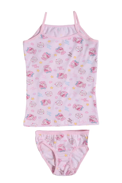 Kız Çocuk İp Askılı Empirme Atlet-Külot Takım Esnek Neşeli - 4