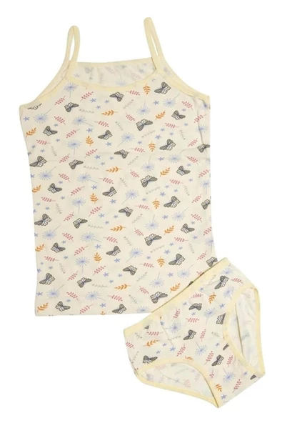 Kız Çocuk İp Askılı Empirme Atlet-Külot Takım Esnek Neşeli - 10