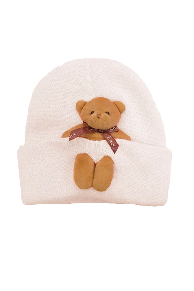 Kız Erkek Bebek-Çocuk Triko Bere Esnek Rahat Çıkabilir Oyuncak Ayı Aksesuarlı (2-6 Yaş) - 8