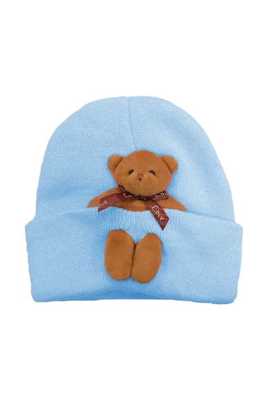 Kız Erkek Bebek-Çocuk Triko Bere Esnek Rahat Çıkabilir Oyuncak Ayı Aksesuarlı (2-6 Yaş) - 9