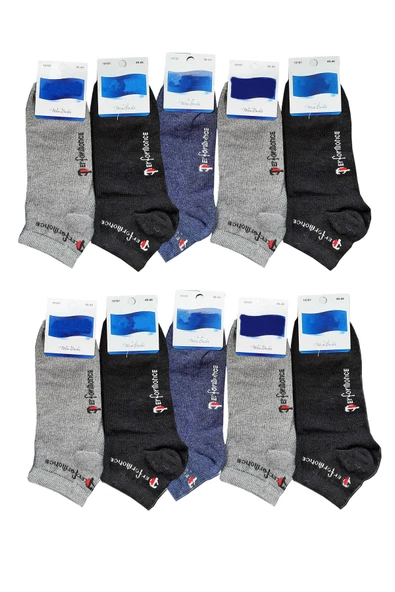 10lu Erkek Kısa Patik Spor Çorap Ekonomik Pamuklu - 3