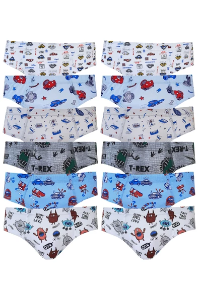 Tutku Erkek Çocuk Renkli Empirme Slip Külot Pamuklu 12li Paket - 2