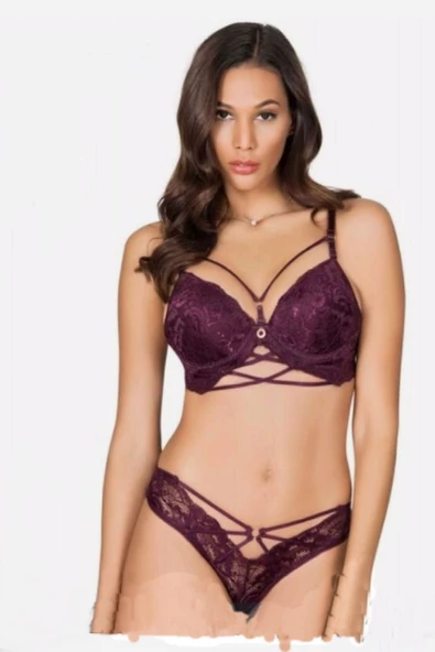 Le Jardin 5025 Şeritli Dantel Pushup Destekli Sütyen Takımı Katty - 5