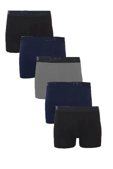 5li Erkek Modal Likralı Boxer Esnek Rahat Renkli Paçalı - 4