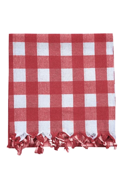 150x150 Cm Kareli Yer Sofra Bezi Piknik Masa Örtüsü Saçaklı - 11