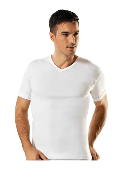 Tutku İç Giyim Erkek V Yaka Ribana Kısa Kol Fanila - 3